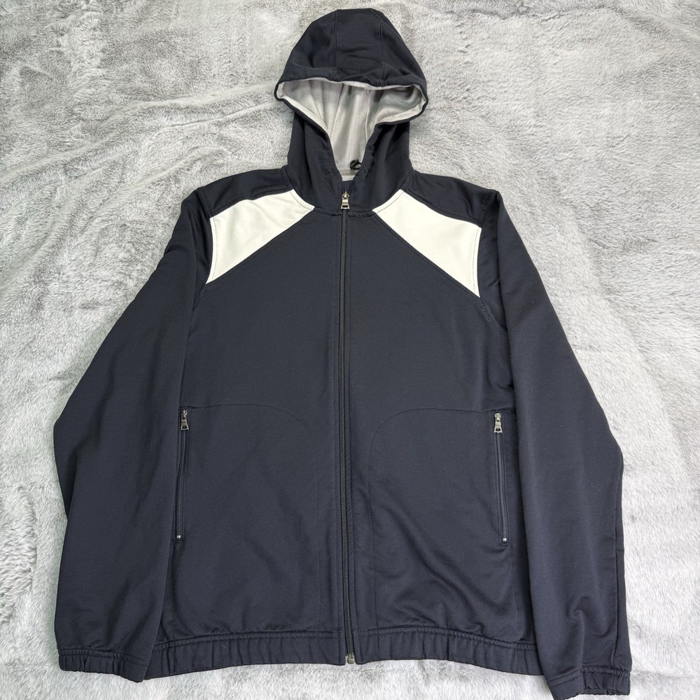 Banana Republic Men's Navy White Full Zip Hooded Jacket Size M Athletic Fit VTG